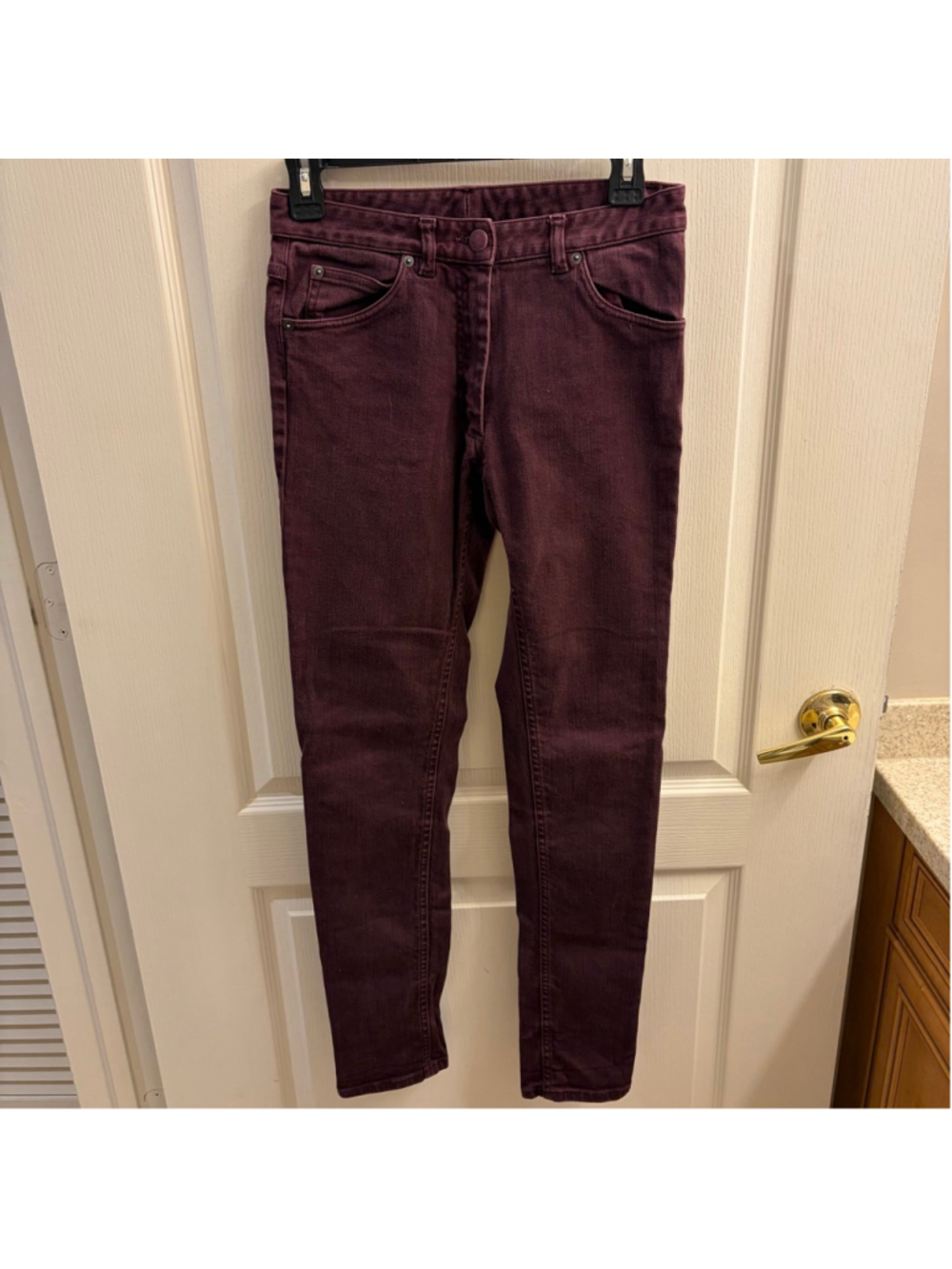 Women's Maison Martin Margiela Burgundy Skinny Jeans Size 6 - Picture 2 of 6